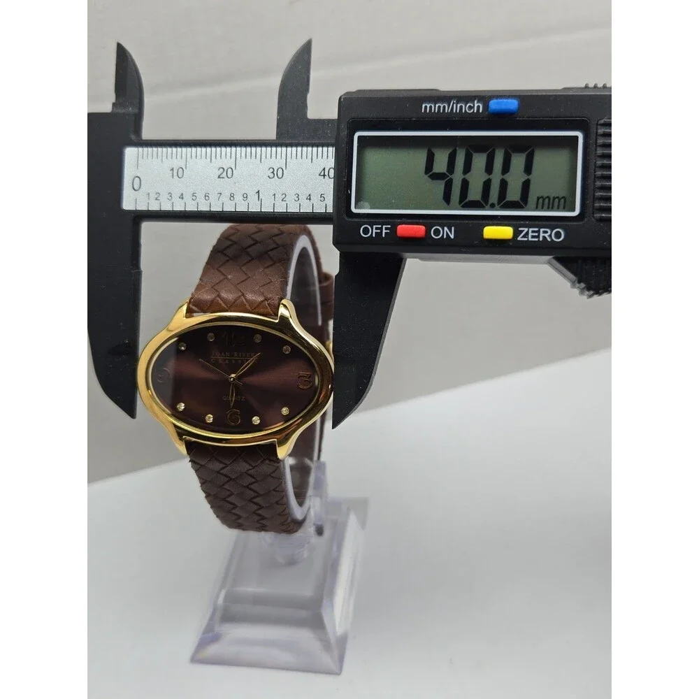 Joan Rivers Classics Womens Brown Dial Gold Tone Oval Sunburst Watch New Battery